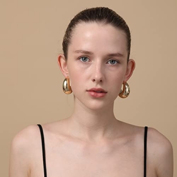 Apsvo Chunky Gold Hoop Earrings for Women, Hypoallergenic