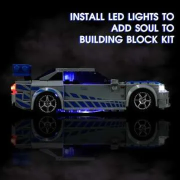 Vaodest LED Light for Lego 76917 Speed Champions Fast & Furious Nissan Skyline GT-R (R34) Toy Car Set,Design and Configuration Compatible with Model 76917 (LED Light Only, Not Building Block Kit)