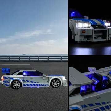 Vaodest LED Light for Lego 76917 Speed Champions Fast & Furious Nissan Skyline GT-R (R34) Toy Car Set,Design and Configuration Compatible with Model 76917 (LED Light Only, Not Building Block Kit)