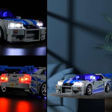 Vaodest LED Light for Lego 76917 Speed Champions Fast & Furious Nissan Skyline GT-R (R34) Toy Car Set,Design and Configuration Compatible with Model 76917 (LED Light Only, Not Building Block Kit)