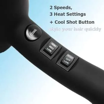 Infrared Hair Dryer, Professional Salon Negative Ionic Blow Dryers for Fast Drying, Pro Ion Quiet Hairdryer with Diffuser & Concentrator & Comb,Black