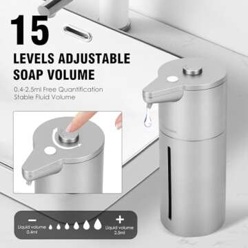 Aunmaon Automatic Soap Dispenser Touchless,Upgrade Adjustable Volume for Thick and Thin Liquid Batte...