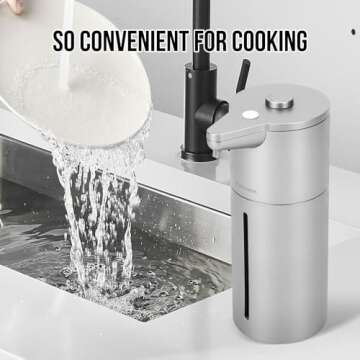 Aunmaon Automatic Soap Dispenser Touchless,Upgrade Adjustable Volume for Thick and Thin Liquid Battery Hand Soap Dispenser,Dish Soap Dispenser Kitchen Bathroom,Auto Soap Dispenser Hands Free Silver