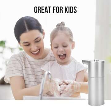 Aunmaon Automatic Soap Dispenser Touchless,Upgrade Adjustable Volume for Thick and Thin Liquid Battery Hand Soap Dispenser,Dish Soap Dispenser Kitchen Bathroom,Auto Soap Dispenser Hands Free Silver