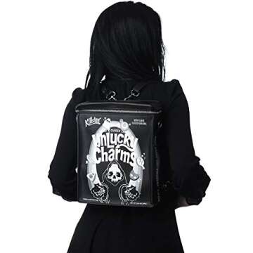 Killstar Unlucky Charms Cereal Grim Reaper Punk Gothic Backpack Purse KSRA001618