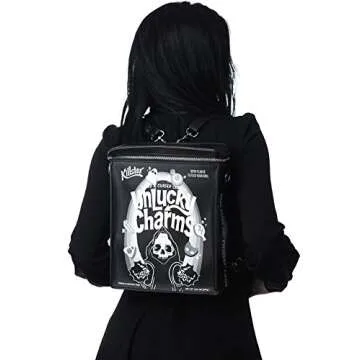 Killstar Unlucky Charms Cereal Grim Reaper Punk Gothic Backpack Purse KSRA001618