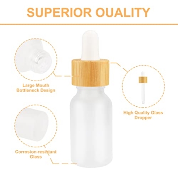 Elegant Frosted Glass Dropper Bottles with Bamboo Lids