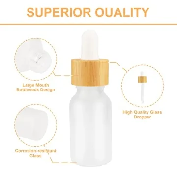 Elegant Frosted Glass Dropper Bottles with Bamboo Lids