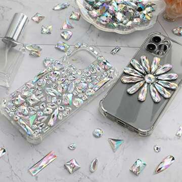 Chuangdi 500 Pcs Sewing on Rhinestones Mixed Shapes Acrylic Sew on Crystal Gems with 2 Holes for Jewelry Crafts Clothes Shoes Costume Sewing Beads Decorations(Crystal AB)