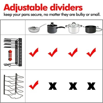 Vdomus Adjustable Pots and Pans Rack for Kitchen Storage