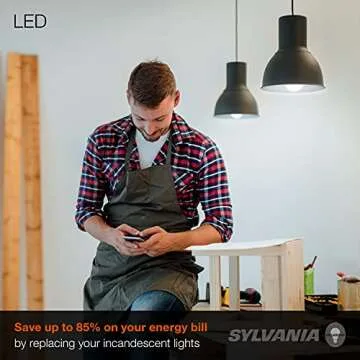 SYLVANIA LED Light Bulb, 60W Equivalent A19, Efficient 8.5W, Medium Base, Frosted Finish, 800 Lumens, Bright White - 4 count (Pack of 1) (79704)
