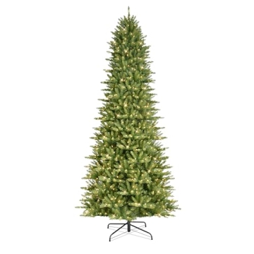 Puleo 10ft Pre-Lit Slim Fraser Fir Christmas Tree with Lights