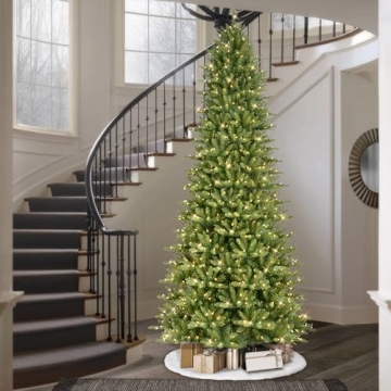 Puleo 10ft Pre-Lit Slim Fraser Fir Christmas Tree with Lights