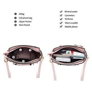 Xiaoyu Fashion Purses and Handbags for Women Ladies Crossbody Bags Top Handle Satchel Shoulder Bags Small Totes (Pink)