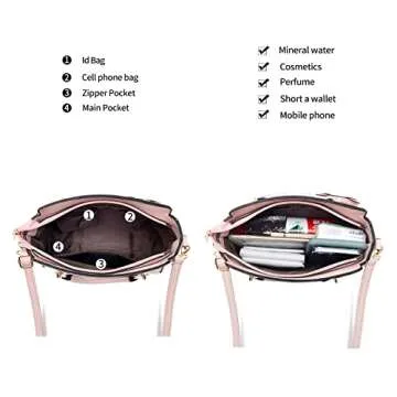 Xiaoyu Fashion Purses and Handbags for Women Ladies Crossbody Bags Top Handle Satchel Shoulder Bags Small Totes (Pink)