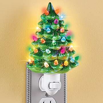 Collections Etc Ceramic Christmas Tree Night Light - 6"H, Nostalgic, Decorative Bathroom Decoration,...