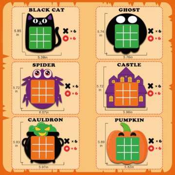Leetous Halloween Tic Tac Toe Party Favors Games for Kids 6 Pack, Halloween Treats Non Candy Basket Goodie Bag Stuffer Fillers for Toddlers, Classroom Toys Gifts Prizes for Boys Girls