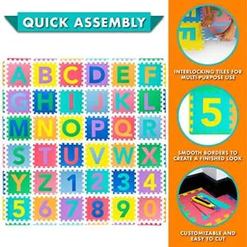Vibrant ProSource Kids Puzzle Alphabet Play Mat - 36 Tiles