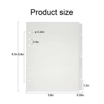 6 Holes Transparent PVC Binder Divider Pages with Tabs Clear Paper Sheet Index Dividers A5 Index Div...