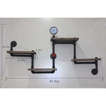 WGX Design For You Industrial Rustic Modern Wood Ladder Pipe Wall Shelf 4 Layer Pipe Design Bookshel...