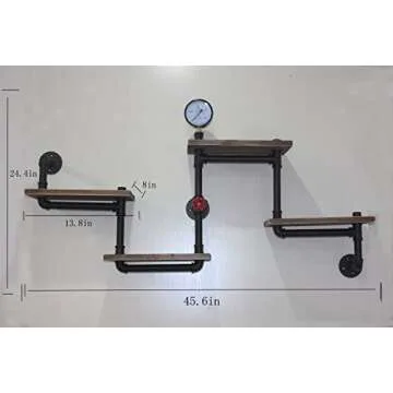 WGX Design For You Industrial Rustic Modern Wood Ladder Pipe Wall Shelf 4 Layer Pipe Design Bookshel...