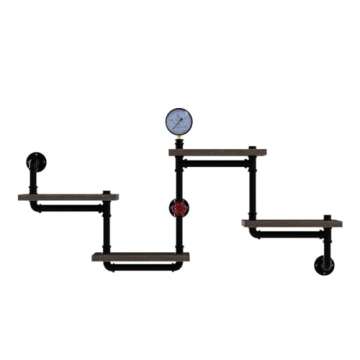 WGX Design For You Industrial Rustic Modern Wood Ladder Pipe Wall Shelf 4 Layer Pipe Design Bookshelf DIY Shelving