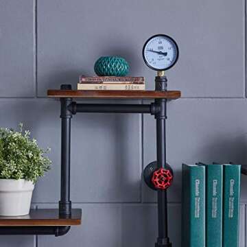 WGX Design For You Industrial Rustic Modern Wood Ladder Pipe Wall Shelf 4 Layer Pipe Design Bookshelf DIY Shelving
