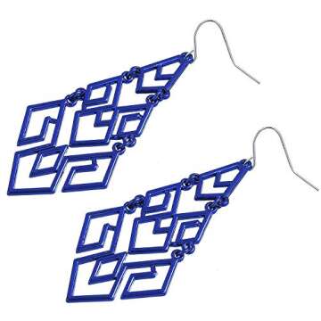 D EXCEED Women's Royal Blue Chandelier Drop Earrings Gift Wrapped Fashion Gold Cutout Tiered Dangle Drop Earrings