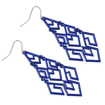 D EXCEED Women's Royal Blue Chandelier Drop Earrings Gift Wrapped Fashion Gold Cutout Tiered Dangle Drop Earrings