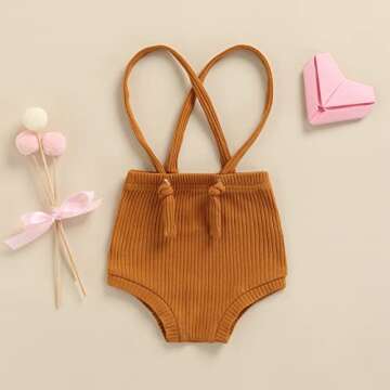 fhutpw Newborn Baby Girls Boys Suspender Shorts Overalls - Cozy Ribbed Bloomers for Infants