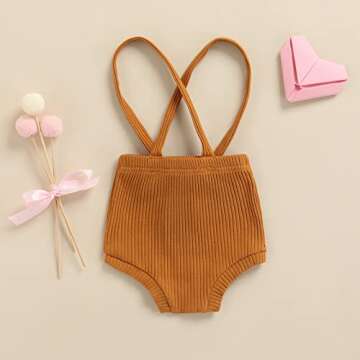 fhutpw Newborn Baby Suspender Shorts - Stylish Ribbed Bloomers