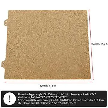 FYSETC 3D Printing Platform 300x300 Build Plate - Double Sided Textured PEI Spring Steel Sheet: Powder Coated Flexiable Texture Build Surface with Magentic Sticker Comaptible with 3D Printer TAZ 6