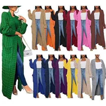 Vakkest Womens Cable Knit Long Sleeve Sweater Cardigan