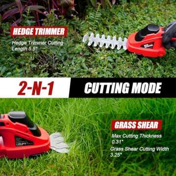 NEU MASTER Cordless Grass Shears, 2-in-1 Hedge Trimmer & Grass Trimmer, 7.2V Electric Hedge Trimmer ...