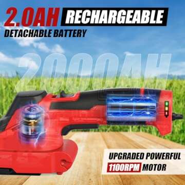 NEU MASTER Cordless Grass Shears, 2-in-1 Hedge Trimmer & Grass Trimmer, 7.2V Electric Hedge Trimmer with Rechargeable 2.0Ah Battery and Charger, Handheld Grass Cutter for Garden Yard Lawn