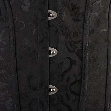 Kranchungel Women's Vintage Palace Jacquard Strapless Overbust Corset Bustier Bodyshaper Large Black