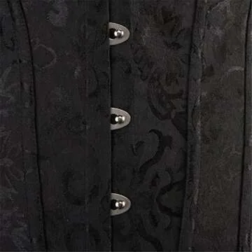 Kranchungel Women's Vintage Palace Jacquard Strapless Overbust Corset Bustier Bodyshaper Large Black