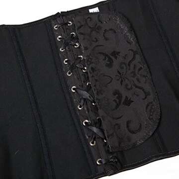 Kranchungel Women's Vintage Palace Jacquard Strapless Overbust Corset Bustier Bodyshaper Large Black