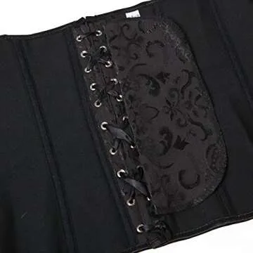 Kranchungel Women's Vintage Palace Jacquard Strapless Overbust Corset Bustier Bodyshaper Large Black