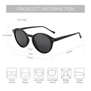 ZENOTTIC Polarized Round Sunglasses, Stylish Sunglasses for Men and Women Retro Classic, Multi-Style Selection