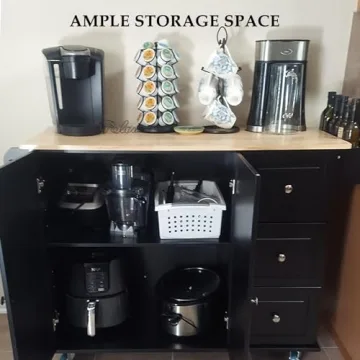 PHI VILLA Portable Kitchen Island with Drop Leaf and Storage