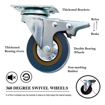 PHI VILLA Portable Kitchen Island with Drop Leaf and Storage