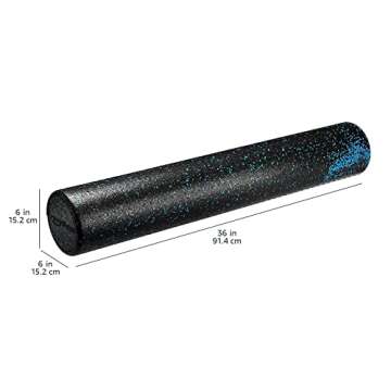 Amazon Basics High Density Foam Roller for Exercise and Recovery, 36 Inches, Blue Speckled
