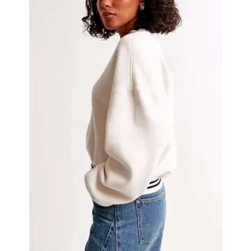ACCPUR Oversized Fleece Sweatshirt Women V Neck Style