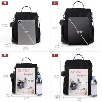 PINCNEL Women Backpack Purse Waterproof Nylon Anti-theft Rucksack Lightweight Shoulder Bag