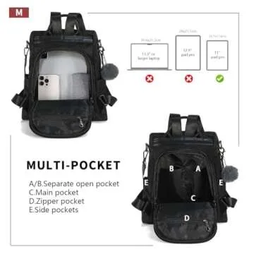 PINCNEL Women Backpack Purse Waterproof Nylon Anti-theft Rucksack Lightweight Shoulder Bag