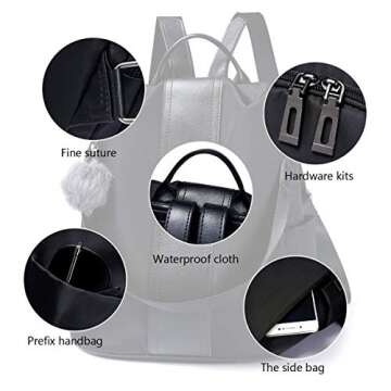 PINCNEL Women Backpack Purse Waterproof Nylon Anti-theft Rucksack Lightweight Shoulder Bag