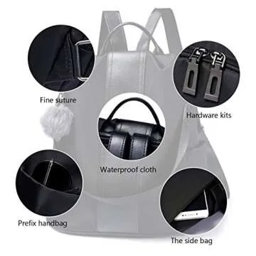 PINCNEL Women Backpack Purse Waterproof Nylon Anti-theft Rucksack Lightweight Shoulder Bag