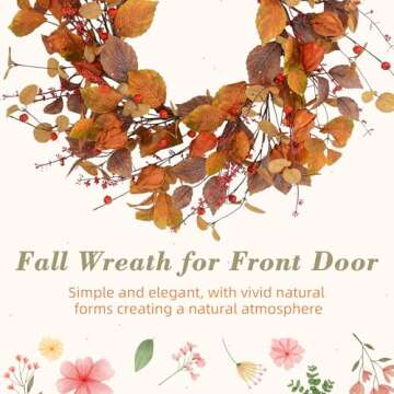 YNYLCHMX 18” Fall Wreath Autumn Wreath Eucalyptus Leaves for Front Door Outside Thanksgiving Fall Front Door Wreath Farmhouse Wreath Fall Outdoor Wreaths for Front Door Decoration