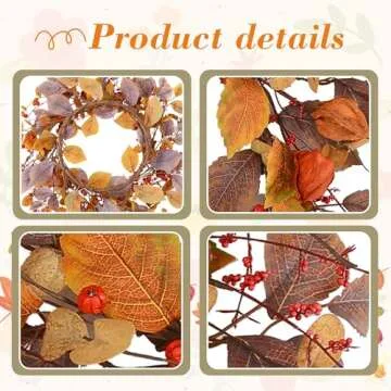 YNYLCHMX 18” Fall Wreath Perfect for Front Door Decor